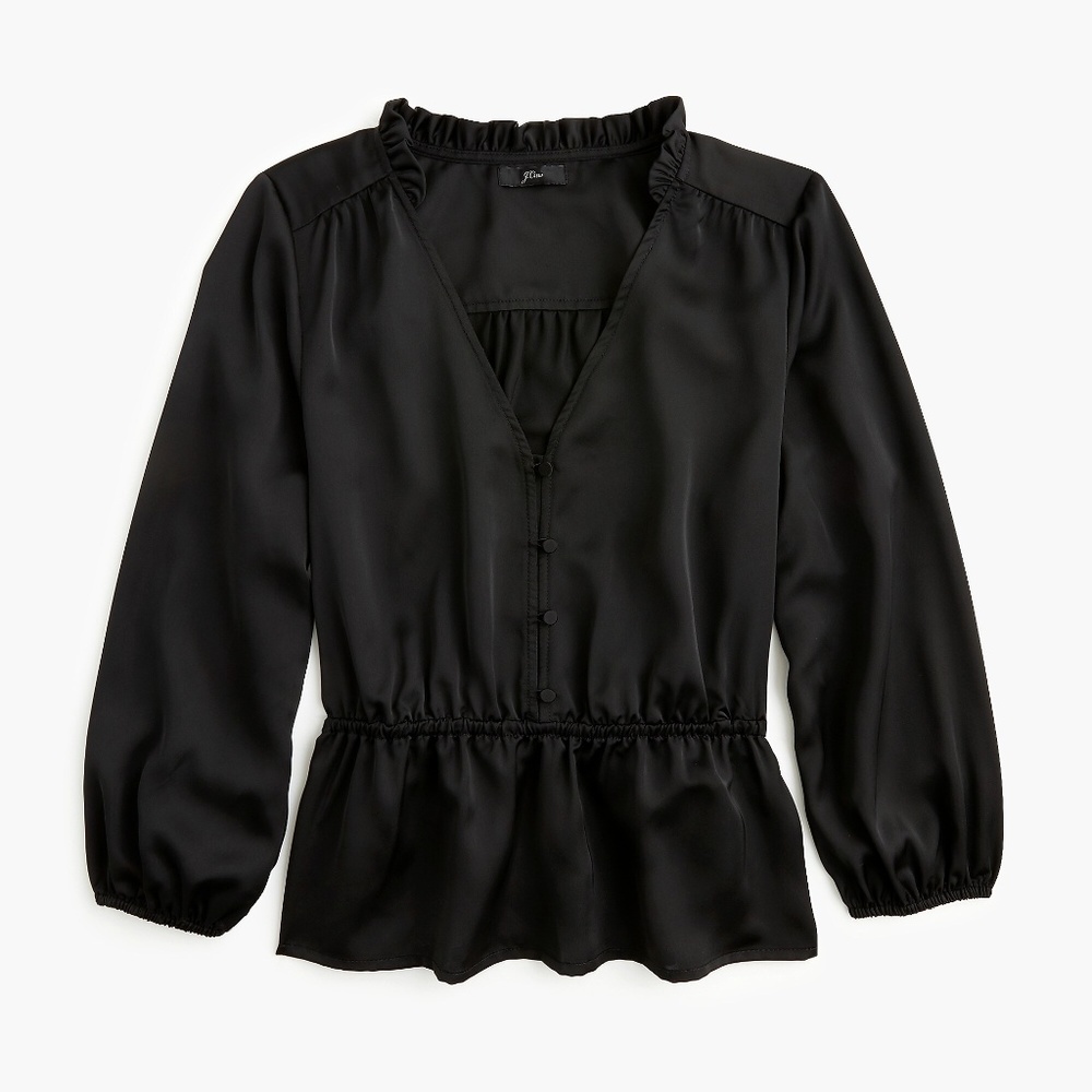 J.Crew Women's NWT V-Neck‎ Button-Detail Peplum Top